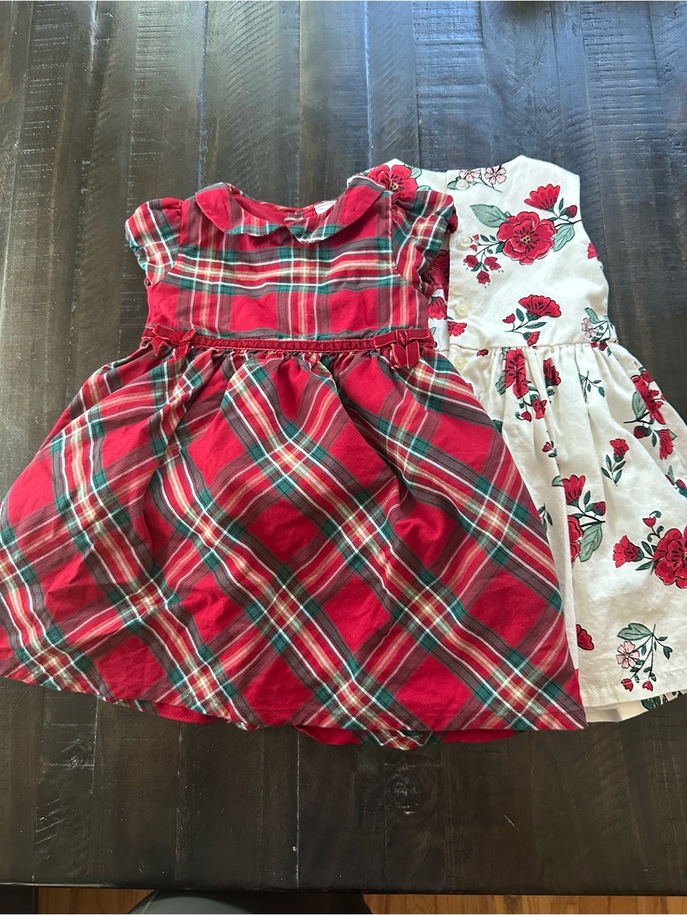 2 Carter's White Tank Dress & Red Floral Print Dress